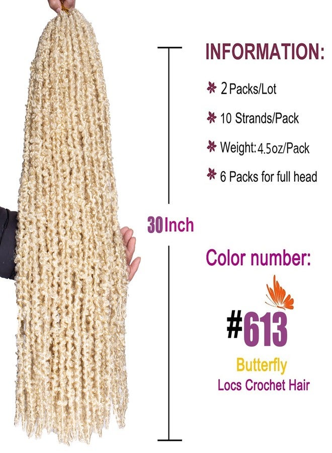 زيد ار كيو شعر كروشيه ZRQ Butterfly Locs، عبوتان، طول 30 بوصة، شعر كروشيه أشقر مُجهز مسبقًا، وصلات شعر كروشيه Butterfly Locs، طبيعي للغاية، ملفوف مسبقًا #613 - Image 2